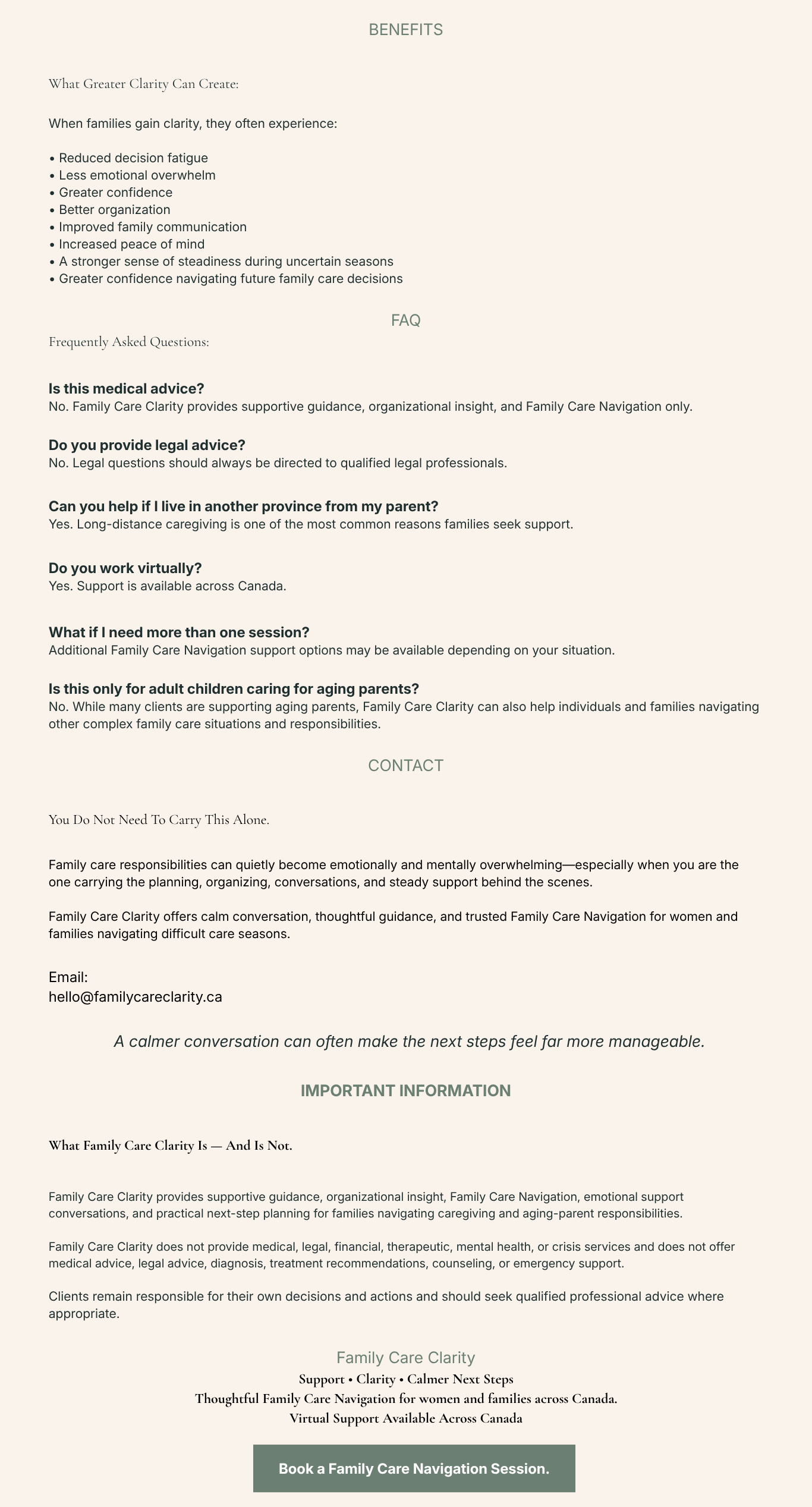 Benefits, FAQ, Contact, Important Info